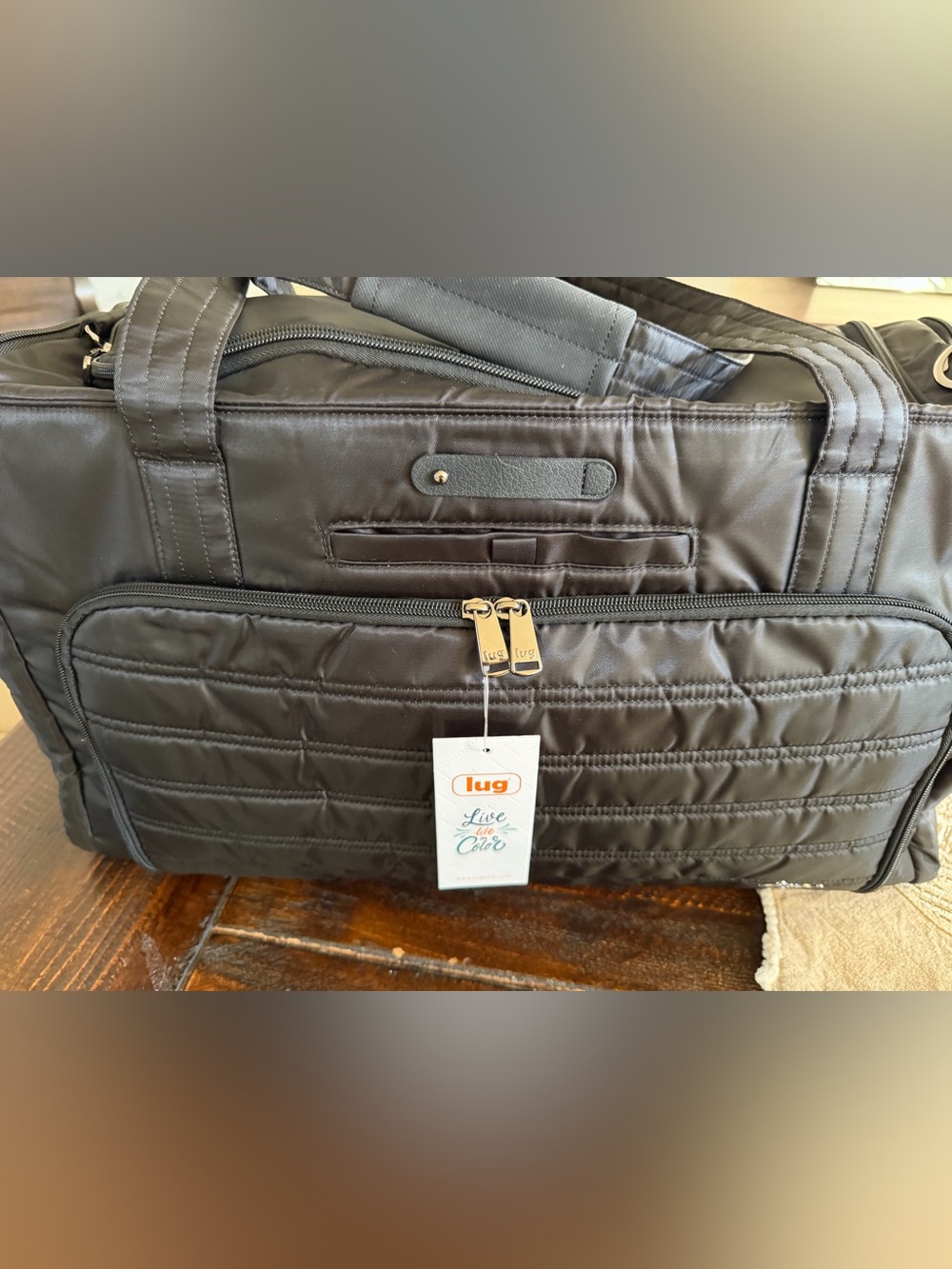 lug Black Quilted Trolley Duffle Bag w